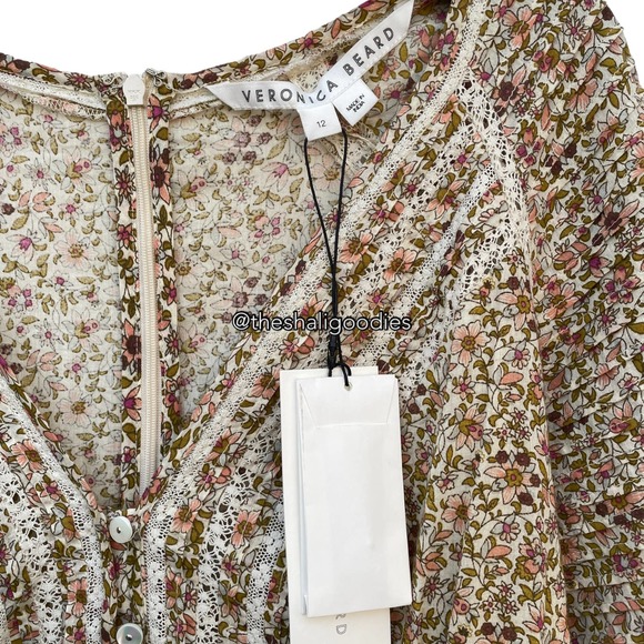 VERONICA BEARD Addilyn Dress Floral Lace Trim Mini - Picture 9 of 10